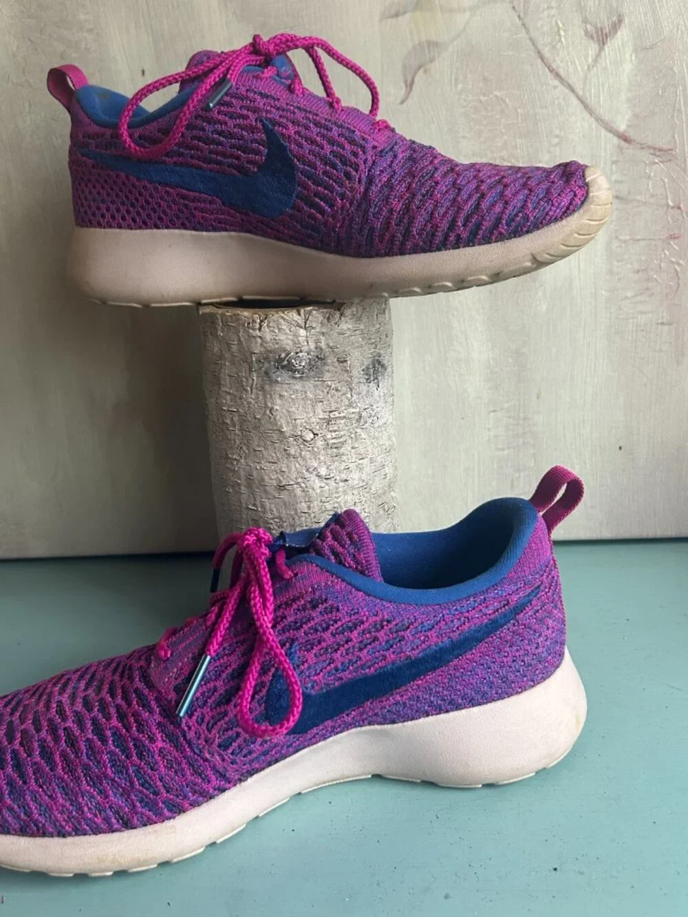 Nike Women's Roshe One Flyknit Fuchsia Flash Sneaker Running Shoes Size 7 Marled